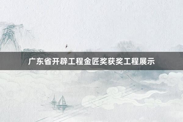广东省开辟工程金匠奖获奖工程展示